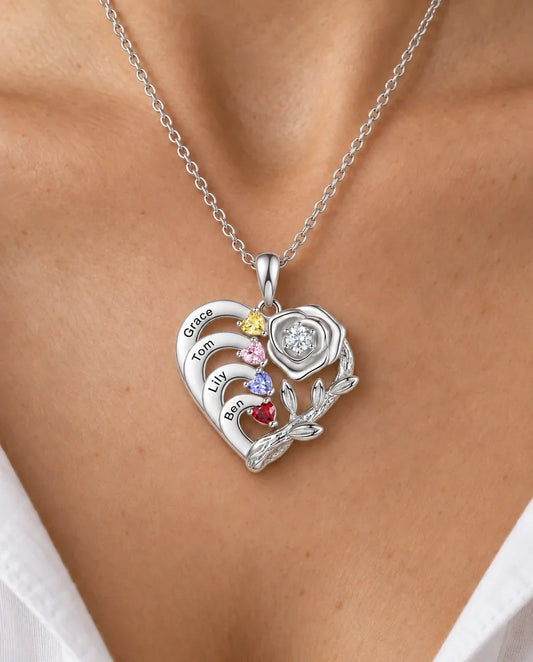 Geburtsstein Kette für Mama und Oma - von einem Model getragen