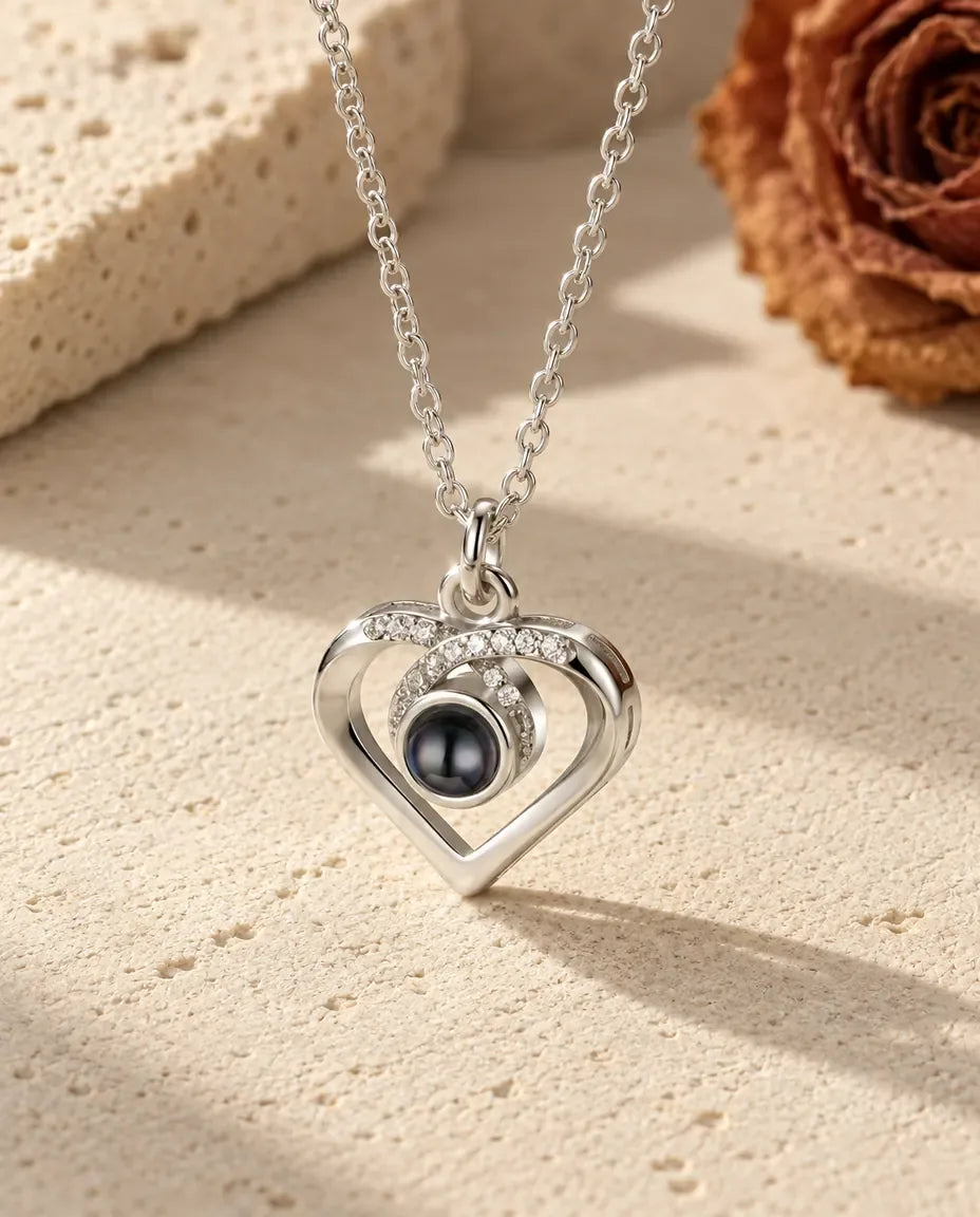 Kette mit Bild - Vorderansicht in Silber