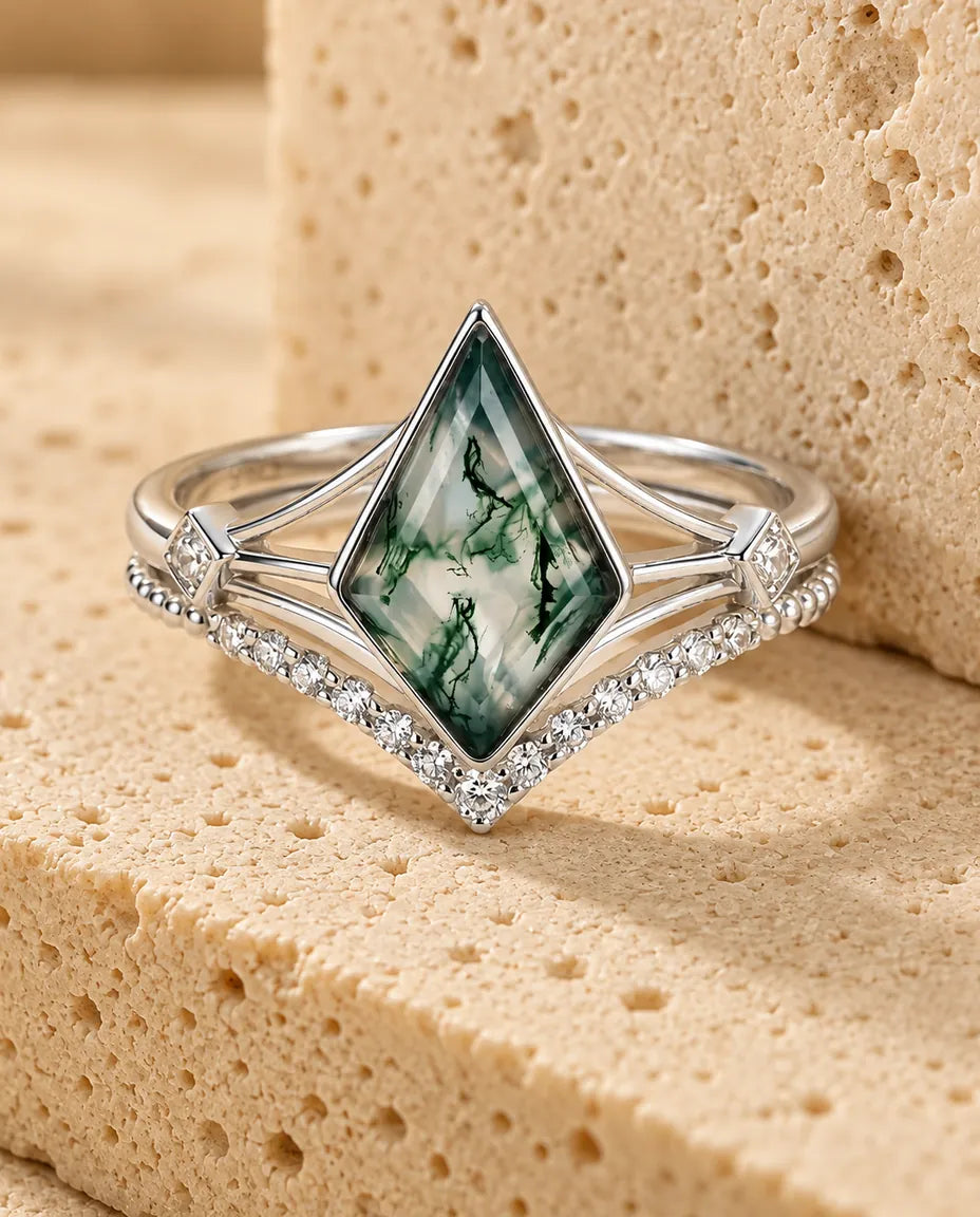 Moosachat Ring Set - das komplette Set