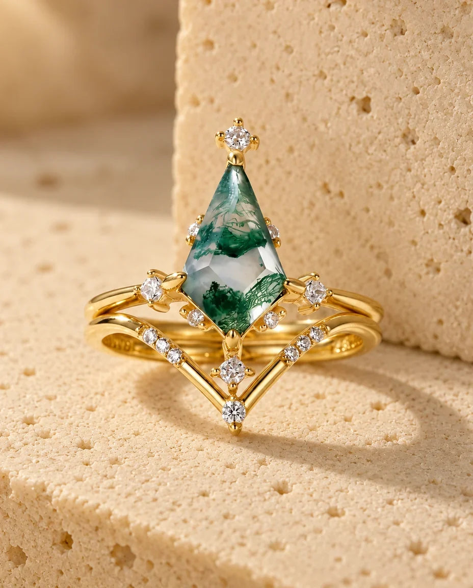 Moosachat Ring Set - das komplette Set