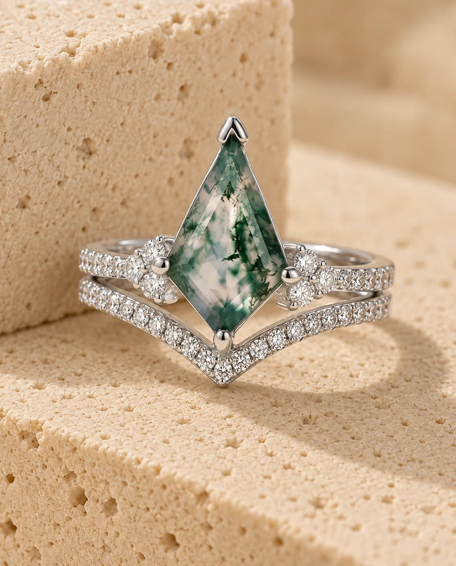 Moosachat Ring Set - das komplette Set