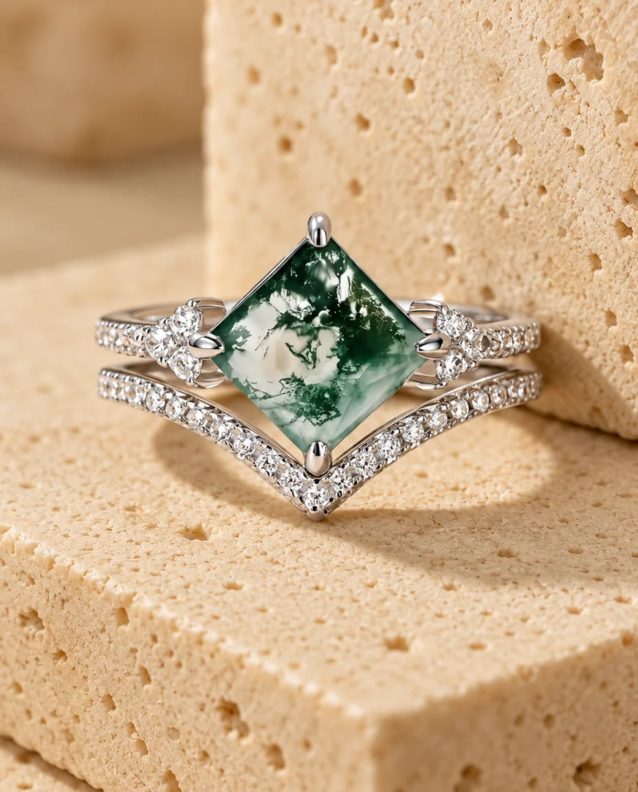 Moosachat Ring Set - das komplette Set