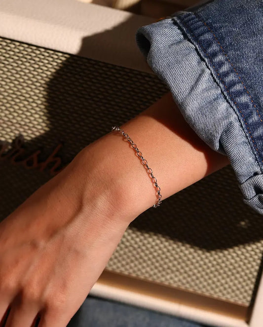 Ankerkette Armband aus 925 Sterlingsilber - am Handgelenk getragen