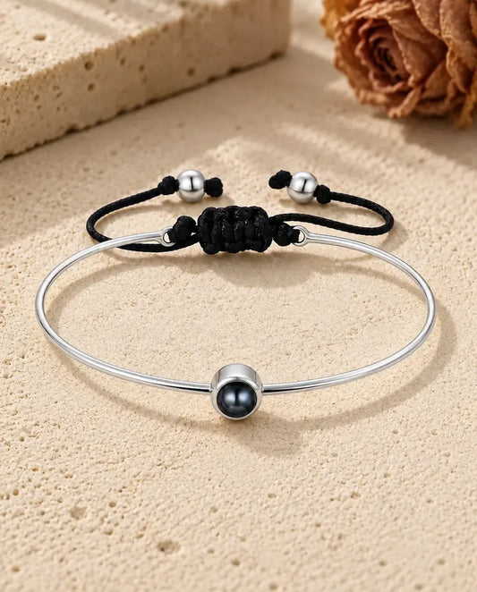 Personalisiertes Armband mit Bild im Stein - Vorderansicht in Silber