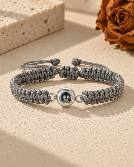 Armband mit Bild im Stein - in Grau