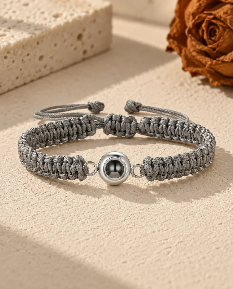 Armband mit Bild im Stein - in Grau