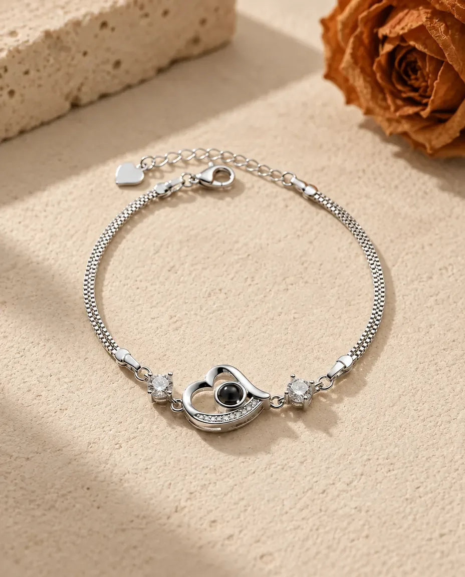 Armband mit Bild im Stein - Vorderansicht in Silber