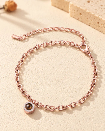 Roségoldfarbenes Zirkonia-Armband mit Karabinerverschluss und Verlängerungskette