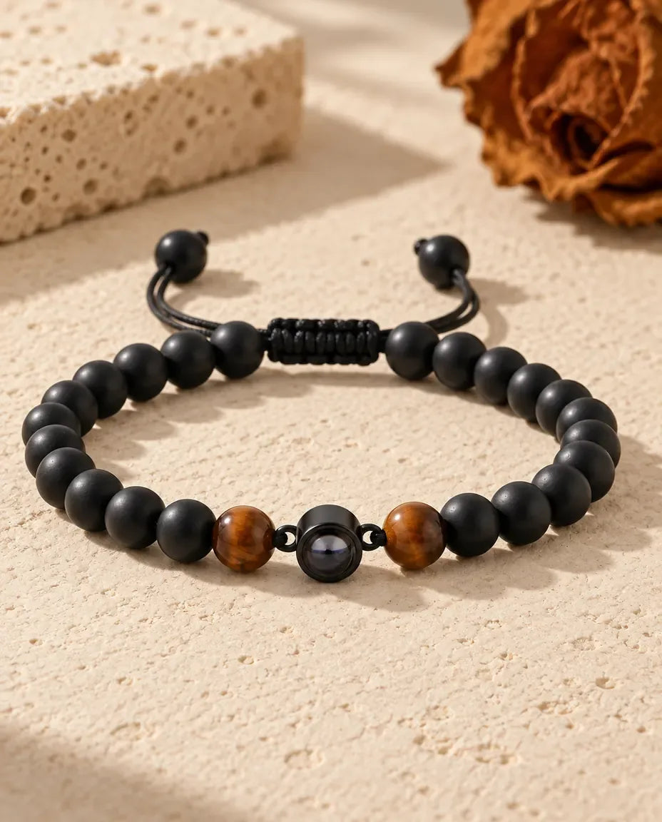 Armband mit Bild im Stein für Herren - flach liegend