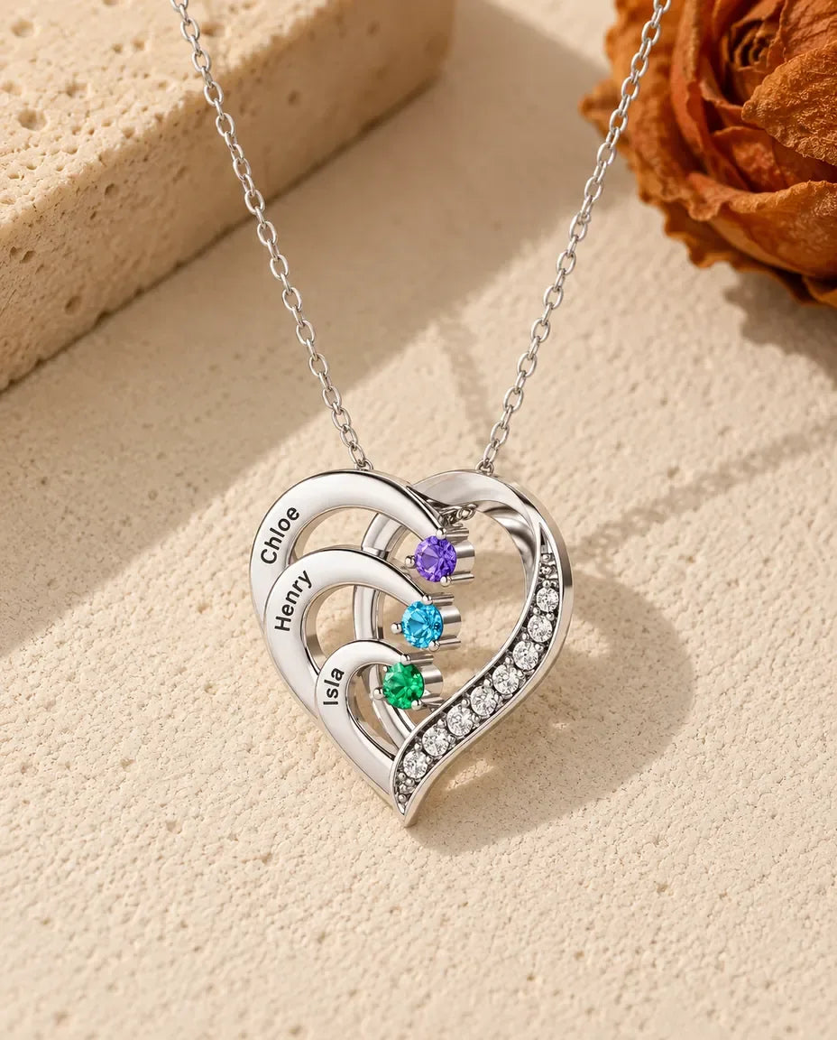 Geburtsstein Kette - Vorderansicht in Silber