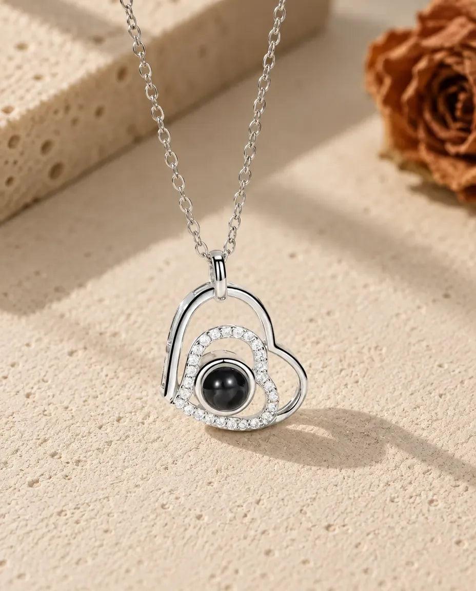 Kette mit Bild - Vorderansicht in Silber