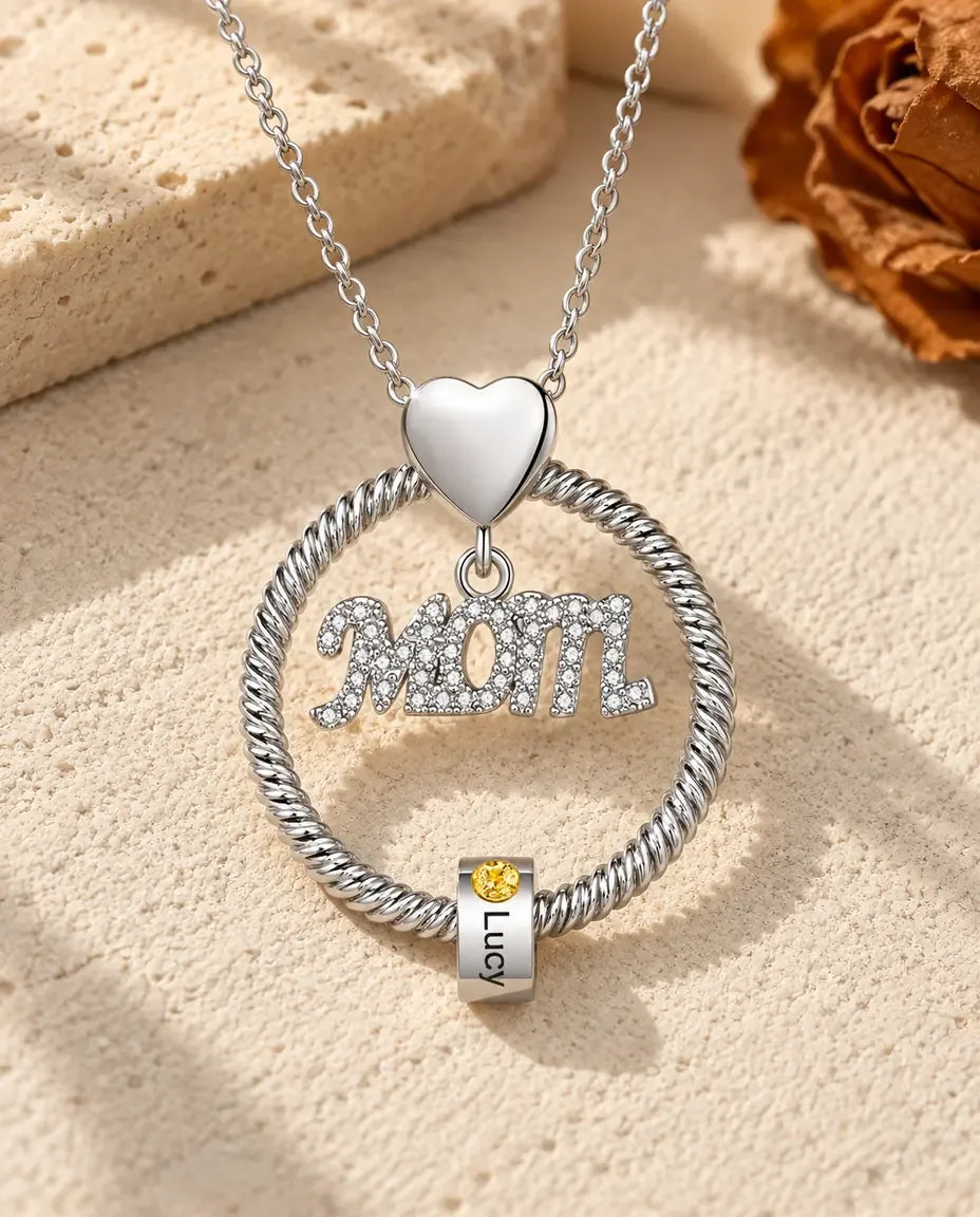 Kette mit Gravur für Mama - Vorderansicht in Silber