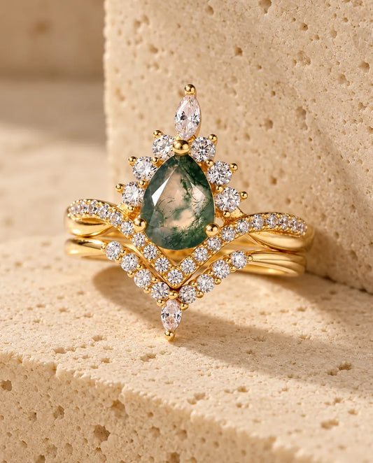 Moosachat Ring Set - das komplette Set