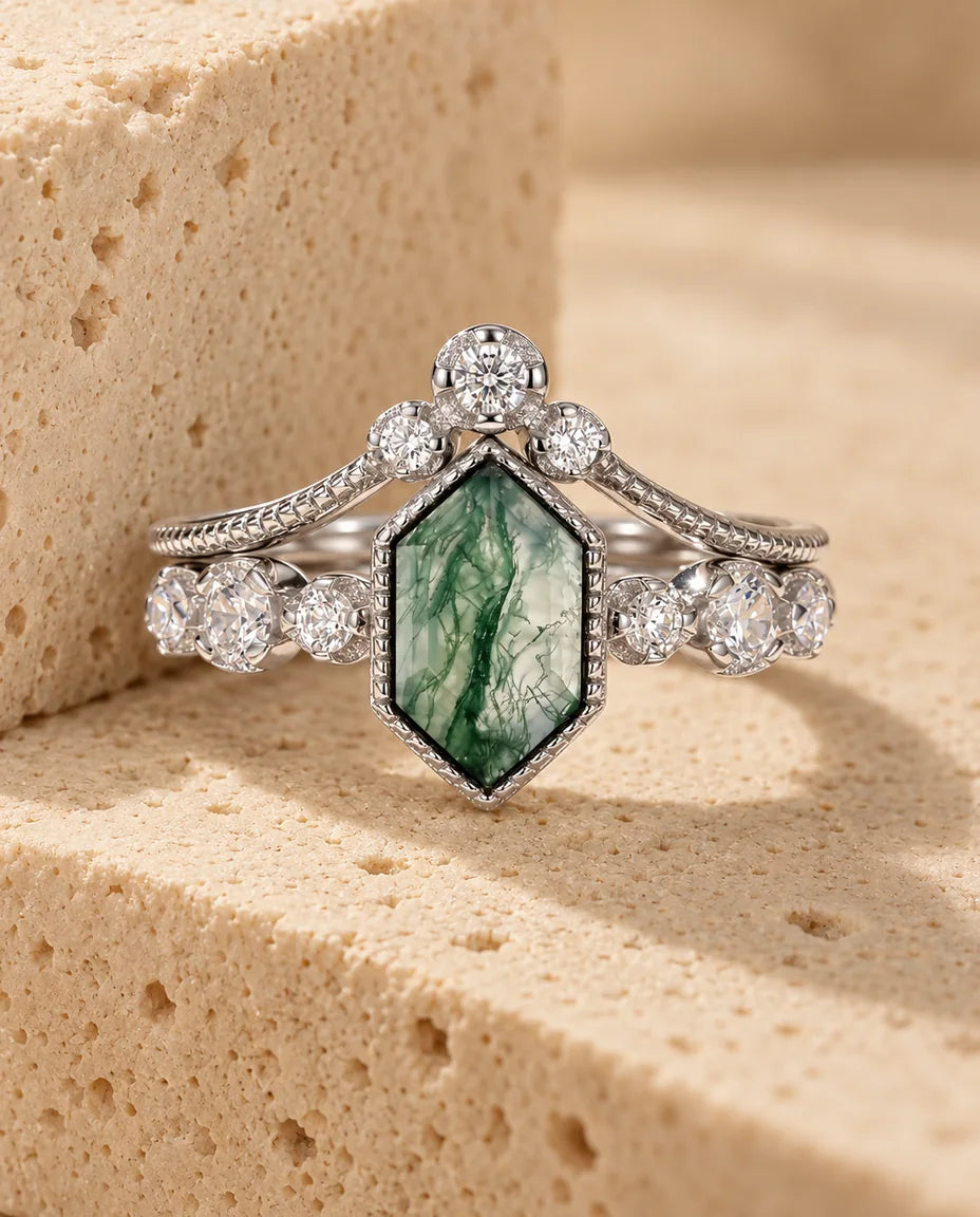 Moosachat Ring Set - das komplette Set