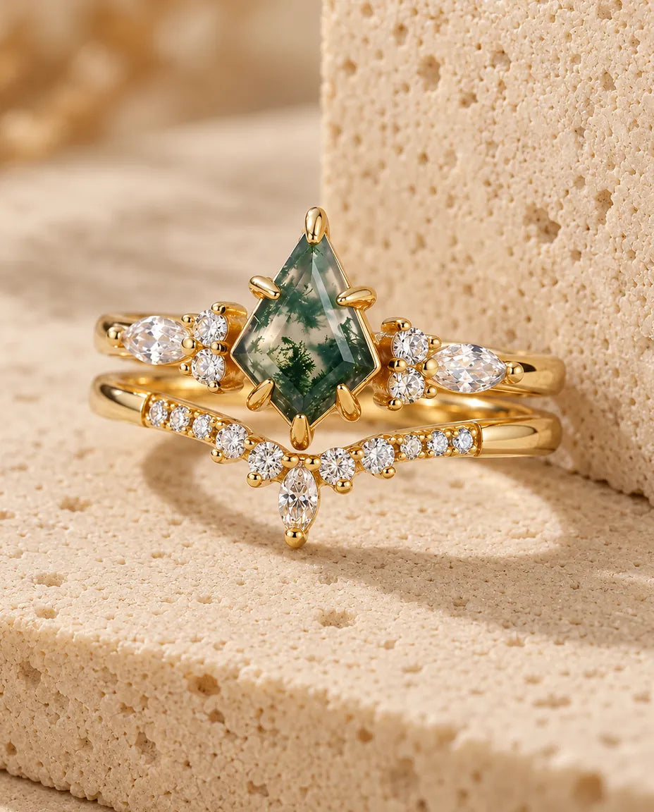 Moosachat Ring Set - das komplette Set