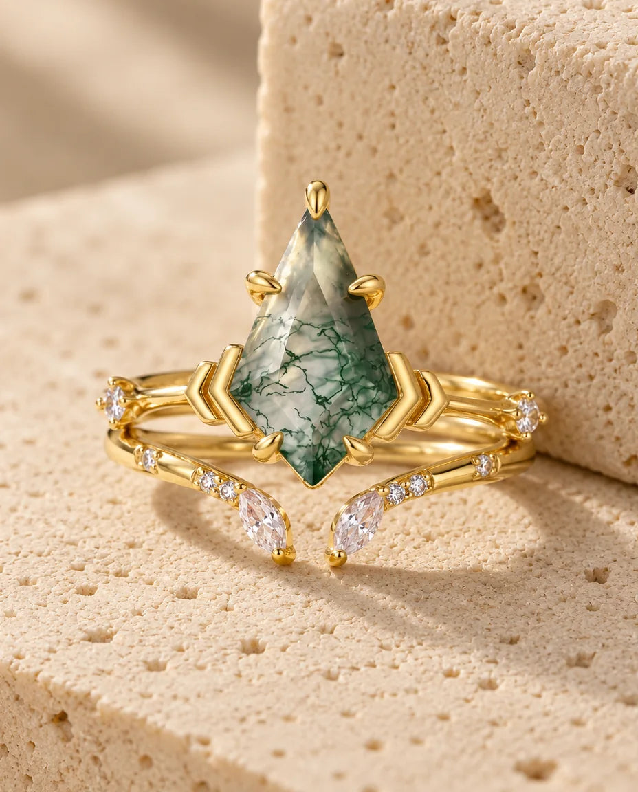 Moosachat Ring Set - das komplette Set