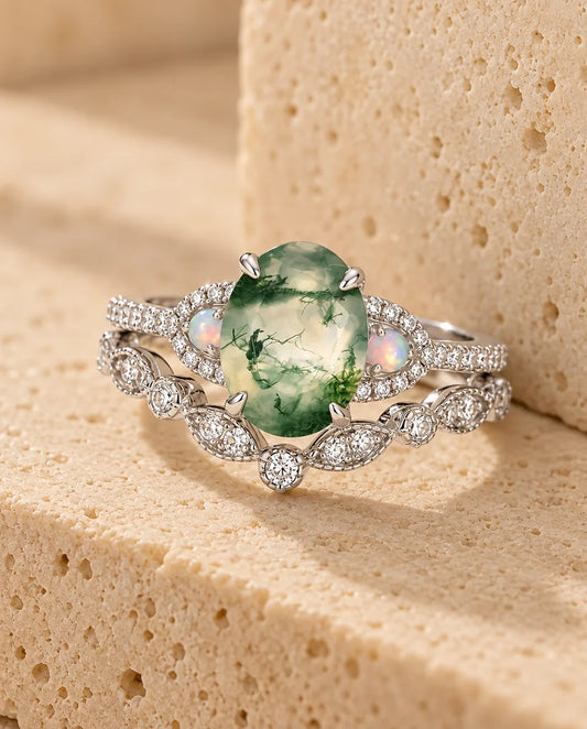 Moosachat Ring Set - das komplette Set