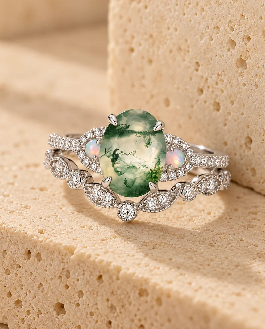 Moosachat Ring Set - das komplette Set