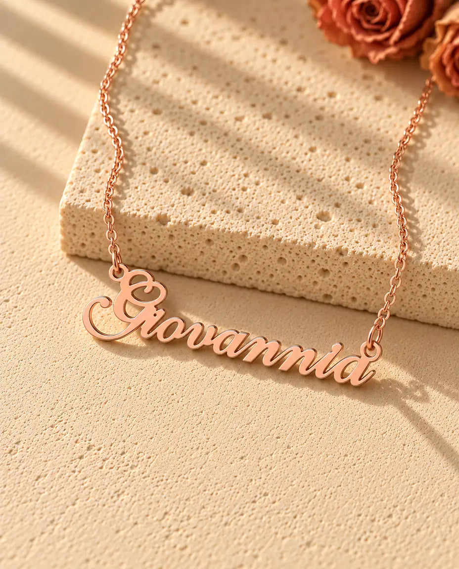 Namenskette mit Wunschname aus 925 Sterlingsilber - in Roségold