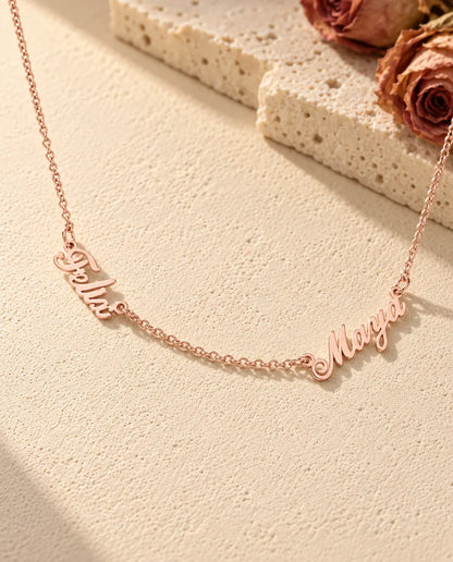Namenskette mit zwei Namen aus 925 Sterlingsilber - in Roségold