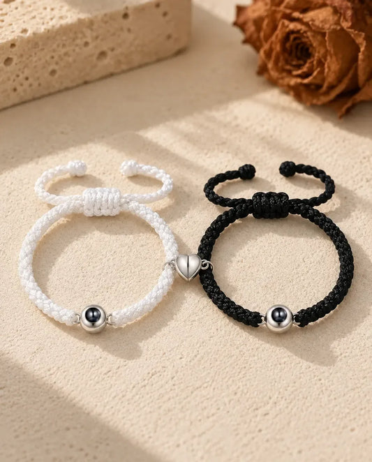 Partnerarmbänder 2er-Set mit Foto im Stein - Partnerset flach liegend